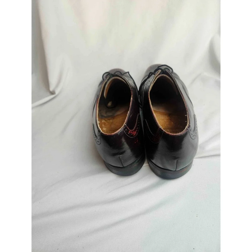 Vintage Johnston & Murphy Semi-Brogue Oxford Dress Shoes Mens Size 8D Burgundy